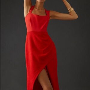 Elegant Maeve Squareneck Maxi Red Sleeveless Dress